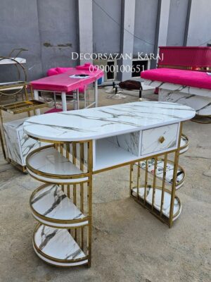White and Golden Modern Marble Table